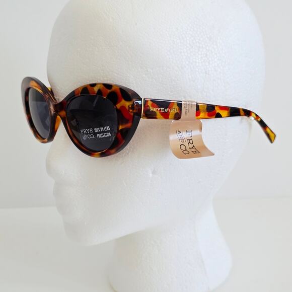Frye Oversized Cat Eye Tortoise Shell Print Sunglasses Brown Black 100% UV lens - Picture 9 of 10